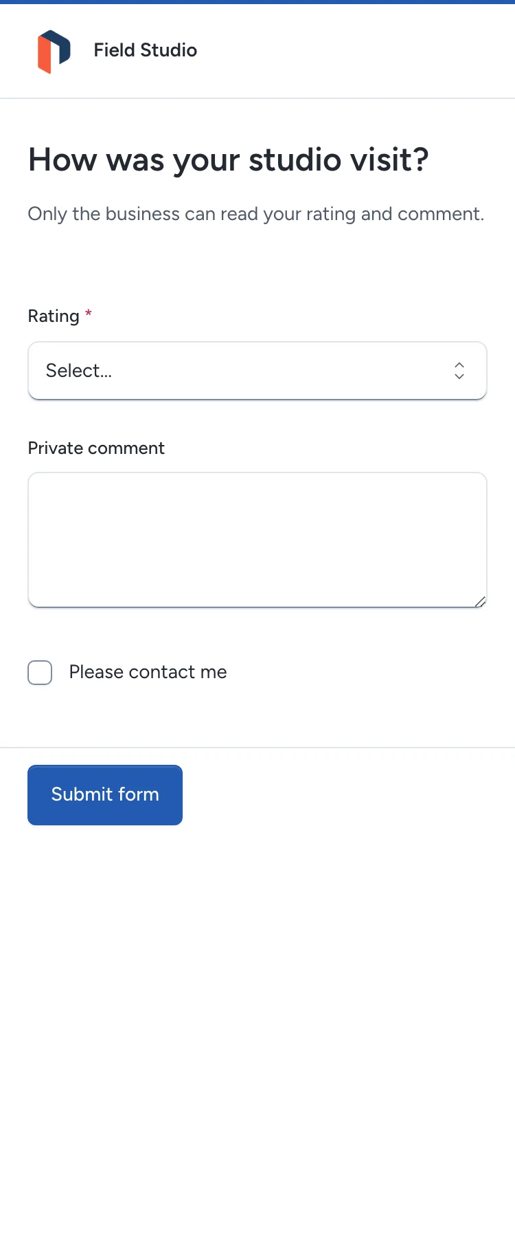 Rate the completed visit and request contact when needed.
