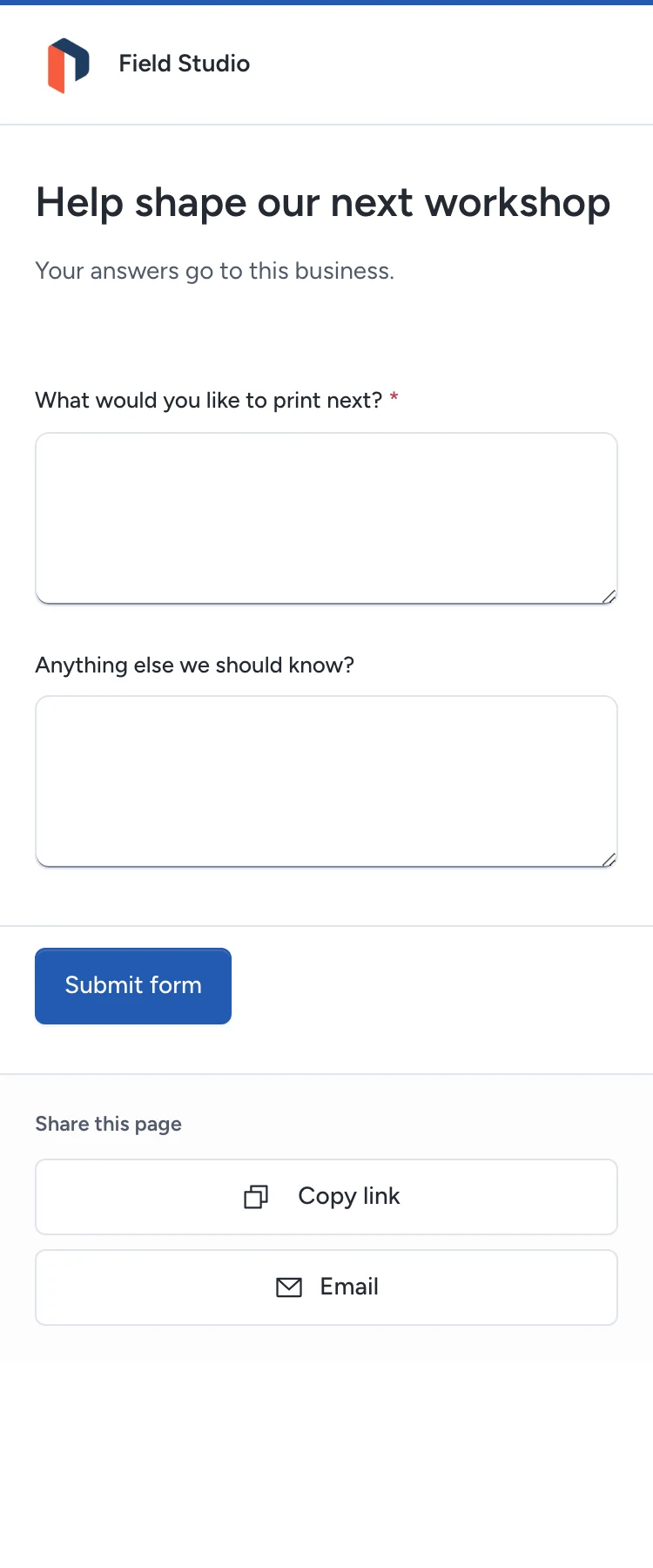 Ask required or optional questions in an open or personal survey.