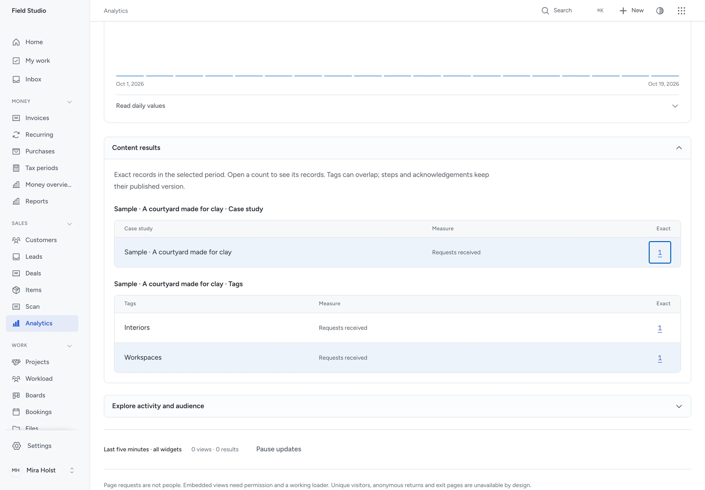 Desktop Content results with separate case and tag counts that open their records