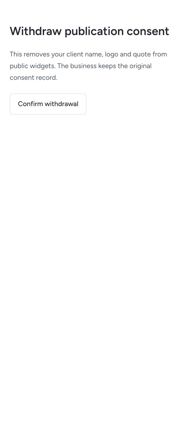 Phone confirmation reached through an expired consent link, without client details